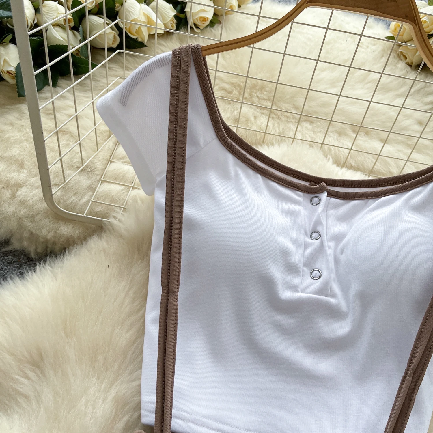 วินเทจเซ็กซี่แขนสั้นปุ่มแต่งตัวเก๋ซัมเมอร์บีชfairycore Vestidosวันหยุดเสื้อผ้าผู้หญิง