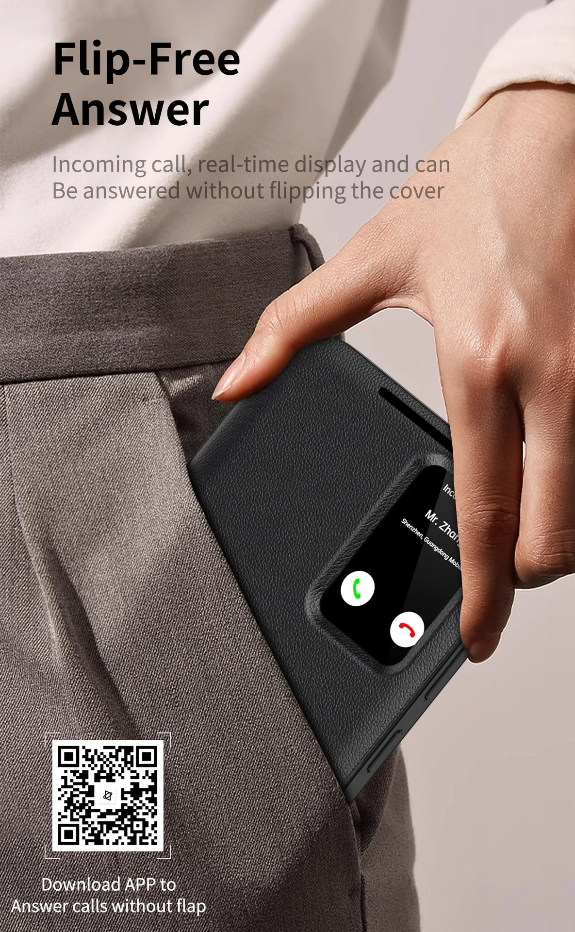 Smart Window Hülle für Samsung Galaxy S25 Ultra S26 FE S24 Plus S23 S22 Leder Anti-Schock-Hüllen Ohne Flip-Cover mit Anrufannahme-Funktion – Detail 10