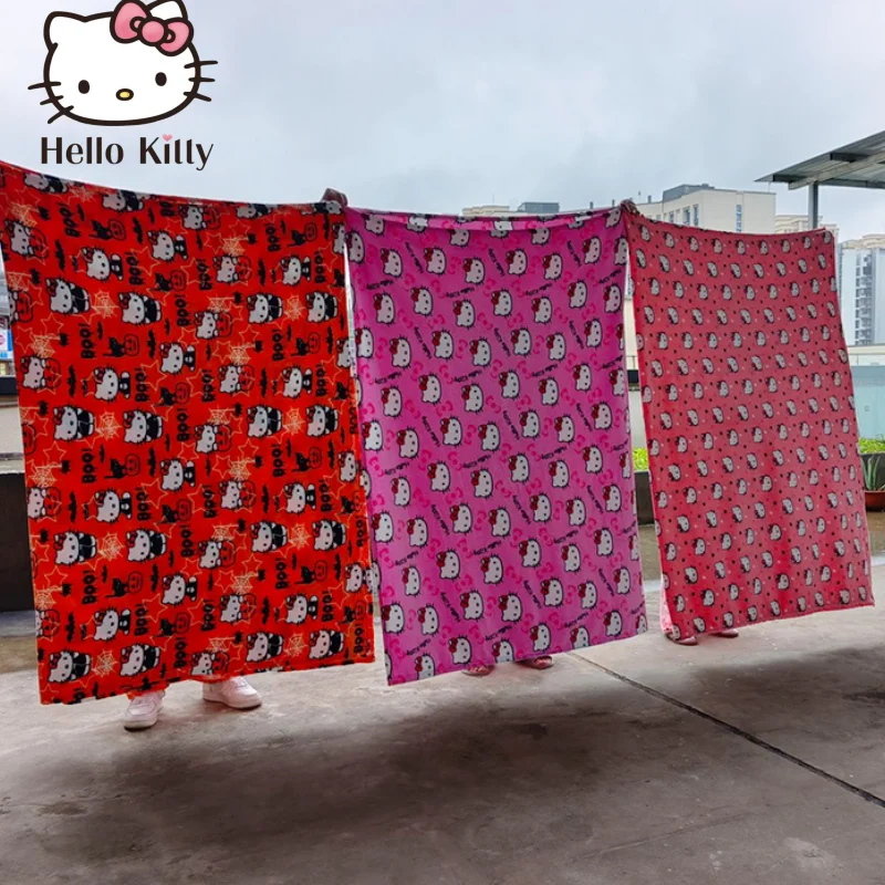 2023 Hallo Kitty Halloween Decke Cartoon Halloween Raum dekor Verdickung und bequeme Plüsch decke Flanell Bett Shee Girl