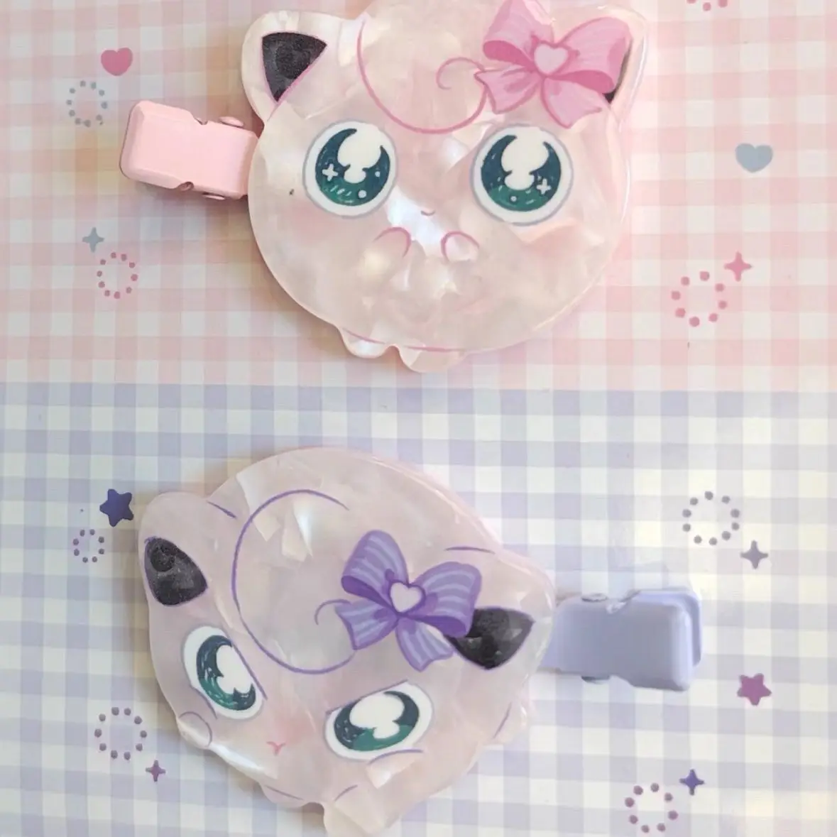Jigglypuff Pokémon Hair Clip Soft Cute Mother-of-Pearl Pattern Acrylic Hair Clip Anime Student Bangs Clip Girly Hair Accessory