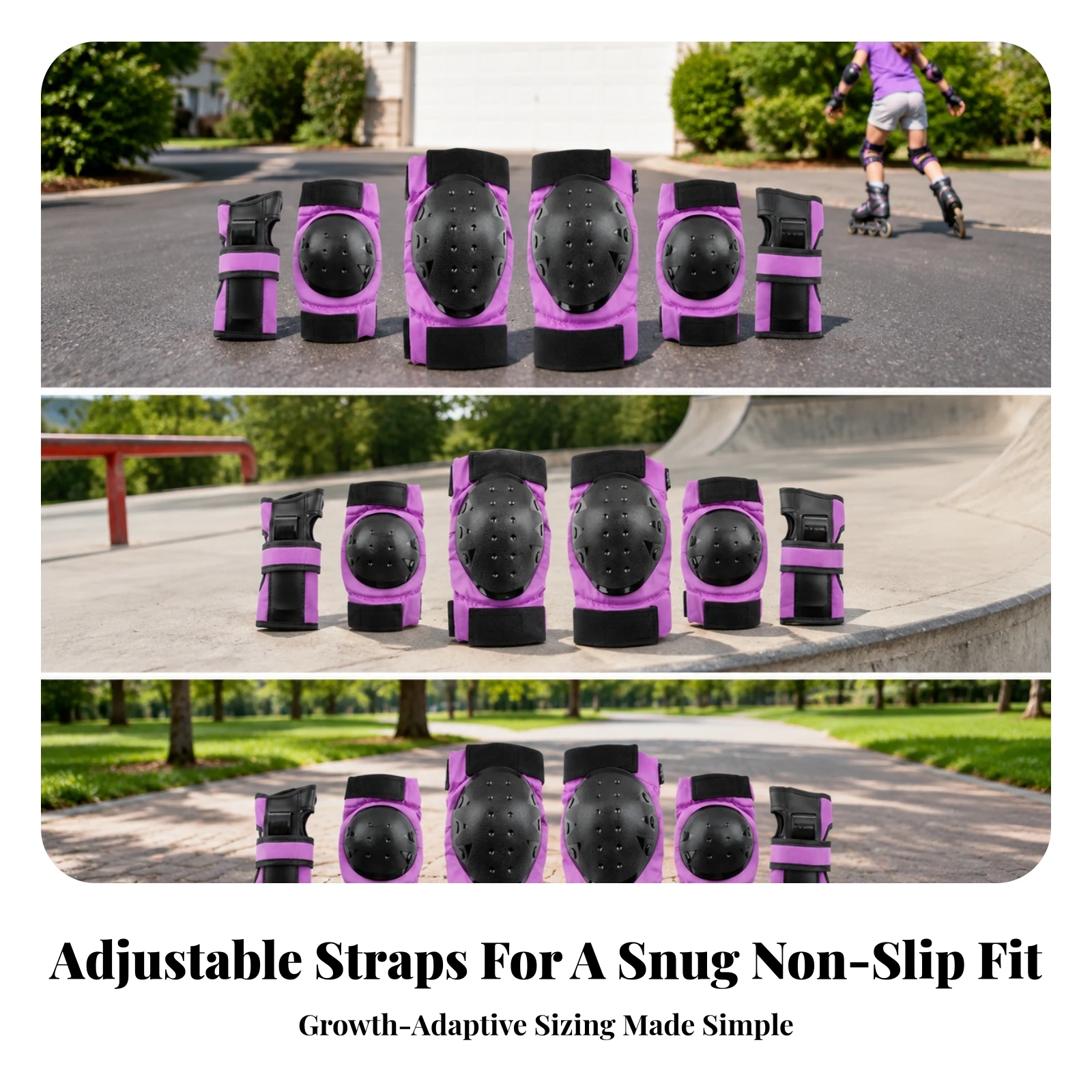 Safety Gear Set Shock Absorbing Pads with Wrist Guards Safety Pad Set Full Coverage Skate Pads Safe for Beginners