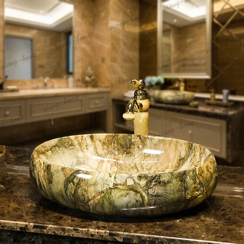 PG Modern Art European Ceramic Oval Washbasin Kitchen Toilet Bathroom Sinks Contemporary Home Decor Elegant luxury washing sink