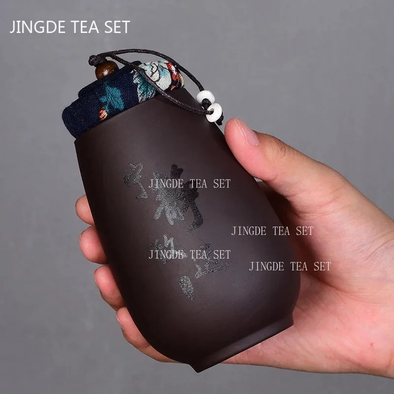 

Chinese Purple Sand Small Tea Jar Home Tea Organizer Portable Coffee Sealed Canister Kitchen Storage Tank Customized Tea Caddy