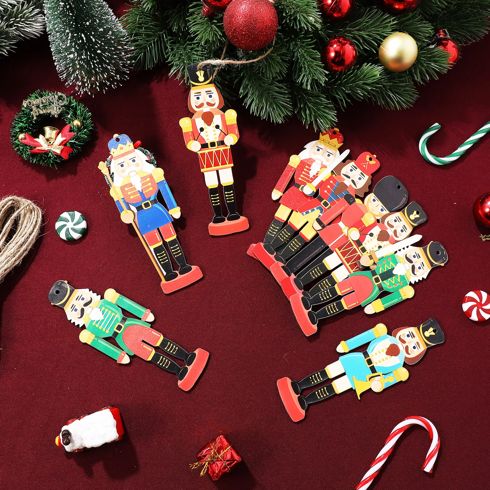 

36 pcs Nutcracker Ornaments Christmas Tree Decorations Wood Figurines Handcrafted Sturdy Holiday Miniatures Gifts