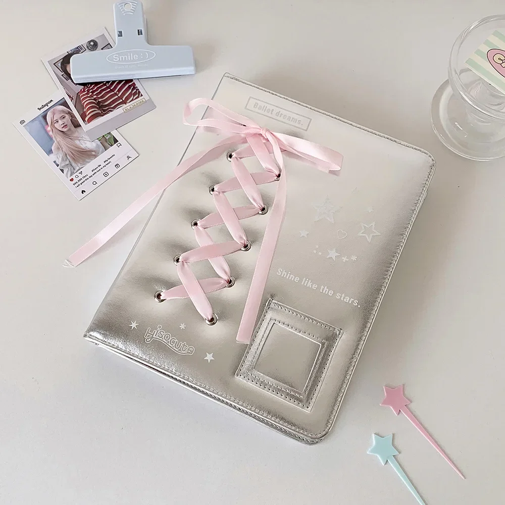 A5 A7 Ballet Style Bow Sliver DIY Binder Photocards Collect Book Diary Agenda Planner DIY Cover Album Stationery