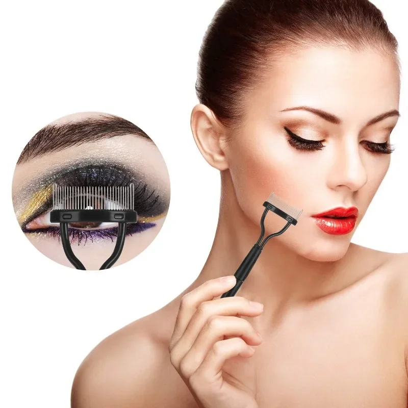 Separatore per ciglia Denti metallici Piegaciglia pieghevole Trucco di bellezza Pennello per ciglia in acciaio Pettine Mascara Curl Strumento per il trucco