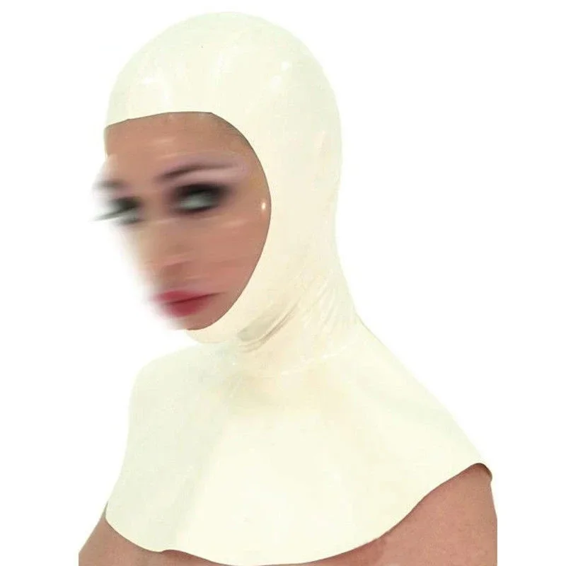 Latex Mask Realistic Unisex Hood with Zipper and Shawl for Bodysuit Cosplay Clubwear Fetish Catsuit Halloween