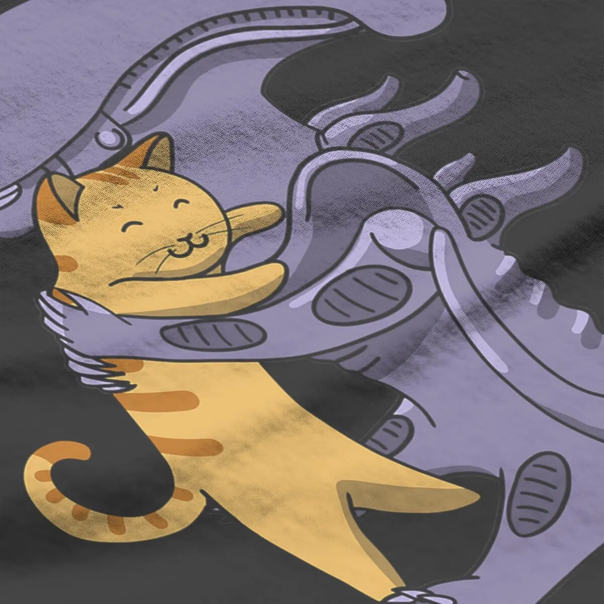 Alien Hugs Cat xenomorph ripley face hugger Cute T-Shirt for Men Novelty 100% cotton Printed t-shirt Big Size mens clothes