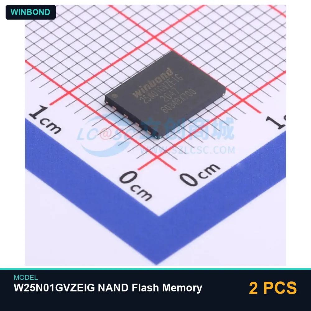 2 PCS Winbond W25N01GVZEIG NAND Flash Memory