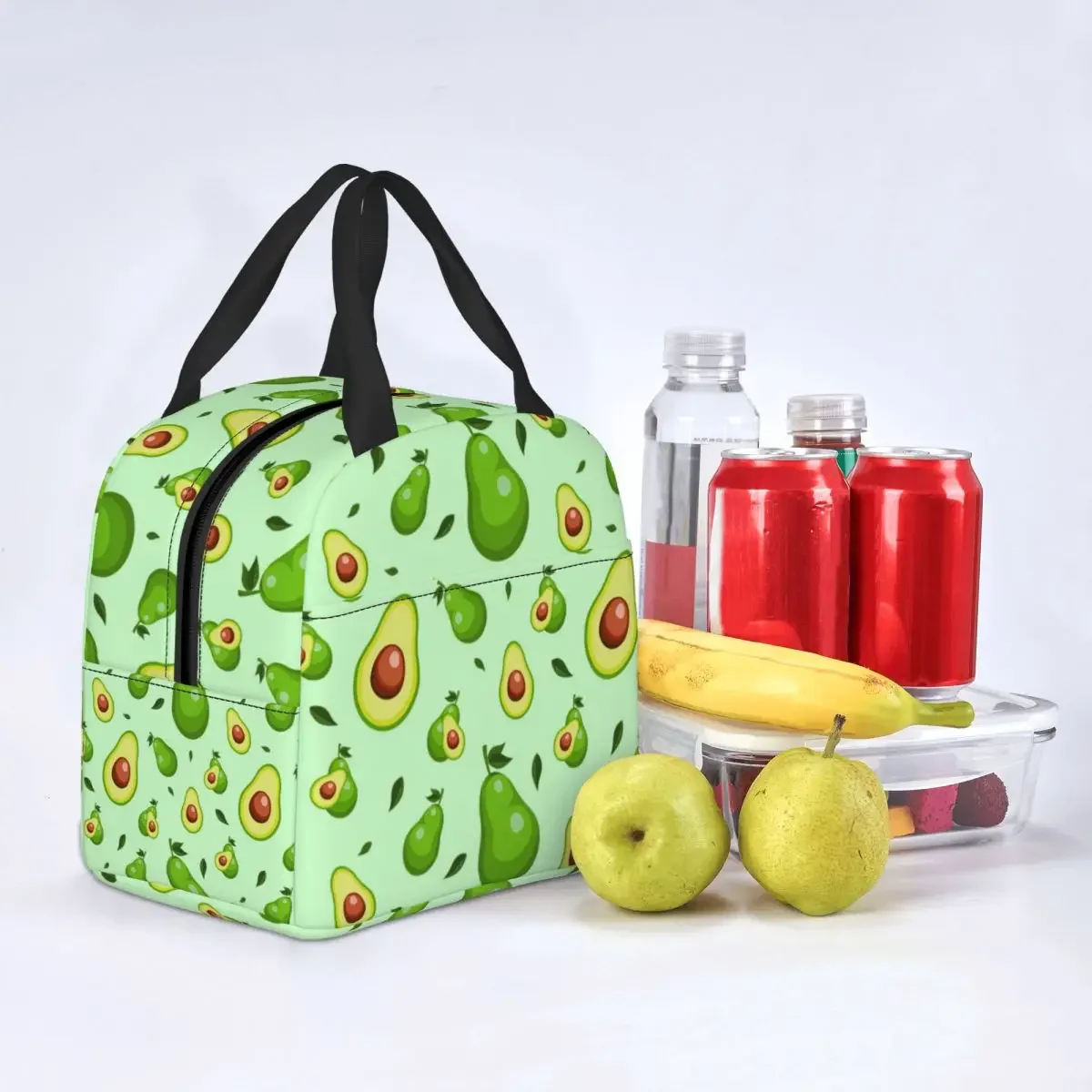 Bolsa de almuerzo aislante con estampado de aguacate y fruta bonita para mujer, refrigerador reutilizable, caja térmica Bento para niños y escuela