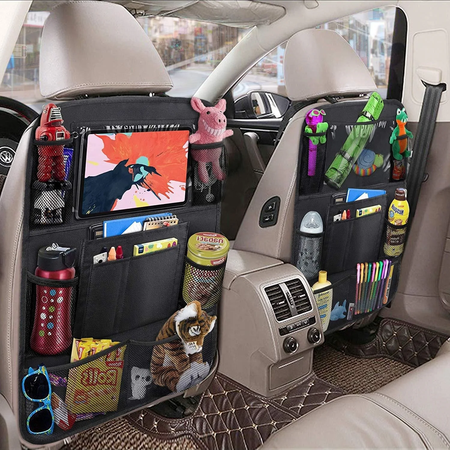 Organizador do banco traseiro do carro com tela sensível ao toque tablet titular bolsos de armazenamento automático capa protetores traseiros do assento de carro acessórios do carro