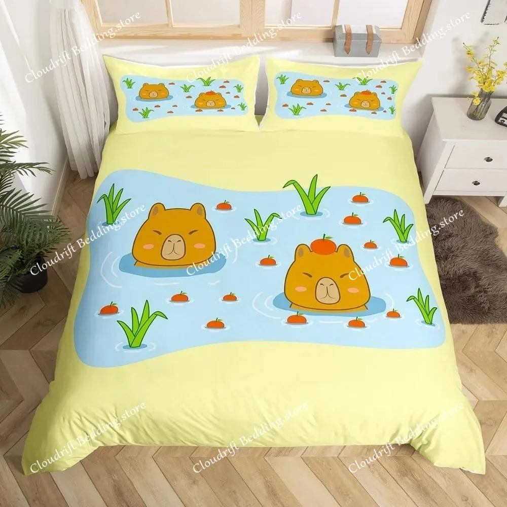 

Постельное белье с мотивом капибар, комплекты постельного белья из микрофибры, детское постельное белье для подростков, пододеяльник с 3D-принтом животных