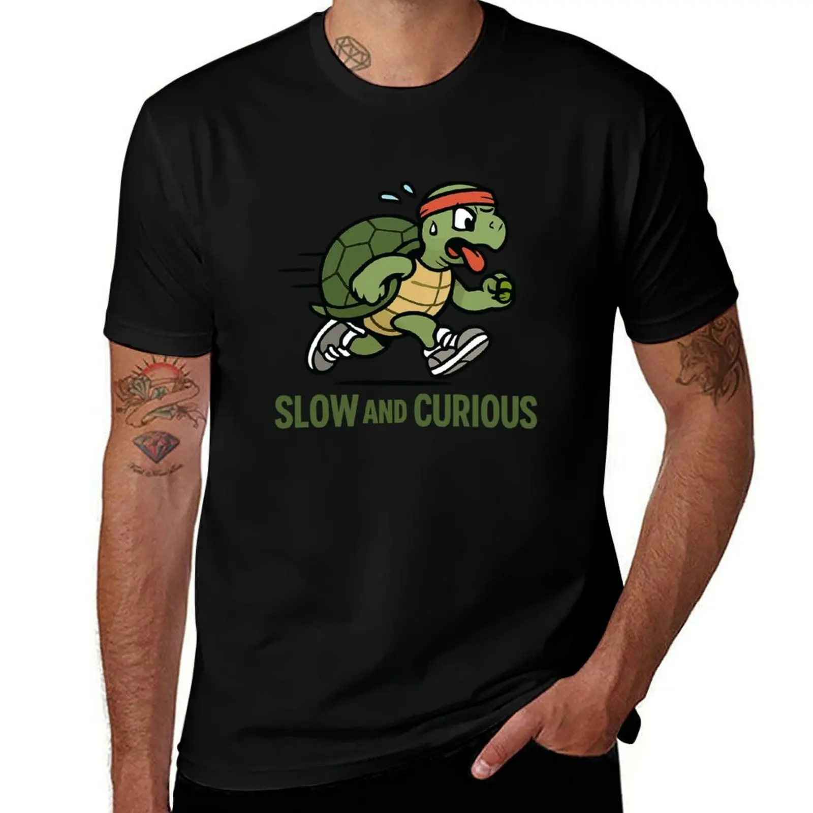 

Running Turtle Slow and Curious – Motivational Animal Design T-Shirt blacks Louboutins affliction shirts tee shirts for men