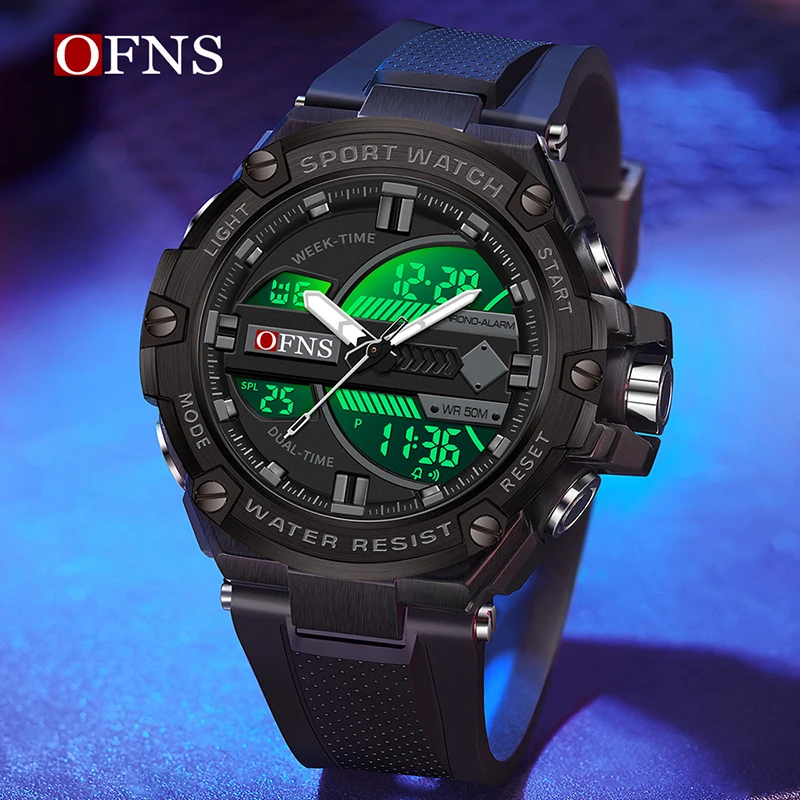 OFNS Top Brand Luxury G Style Design LED Digital Watches Men Alarm Military Waterproof Outdoor Sports Chronograph Quartz Watch