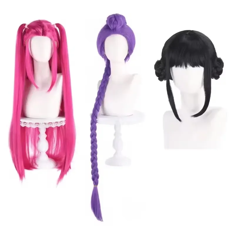 Demon Hunters Costume Rumi Wigs Cosplay Kids Anime Mira Zoey Costume Wigs for Women Men Purple Braid Wig Halloween Cosplay Prop