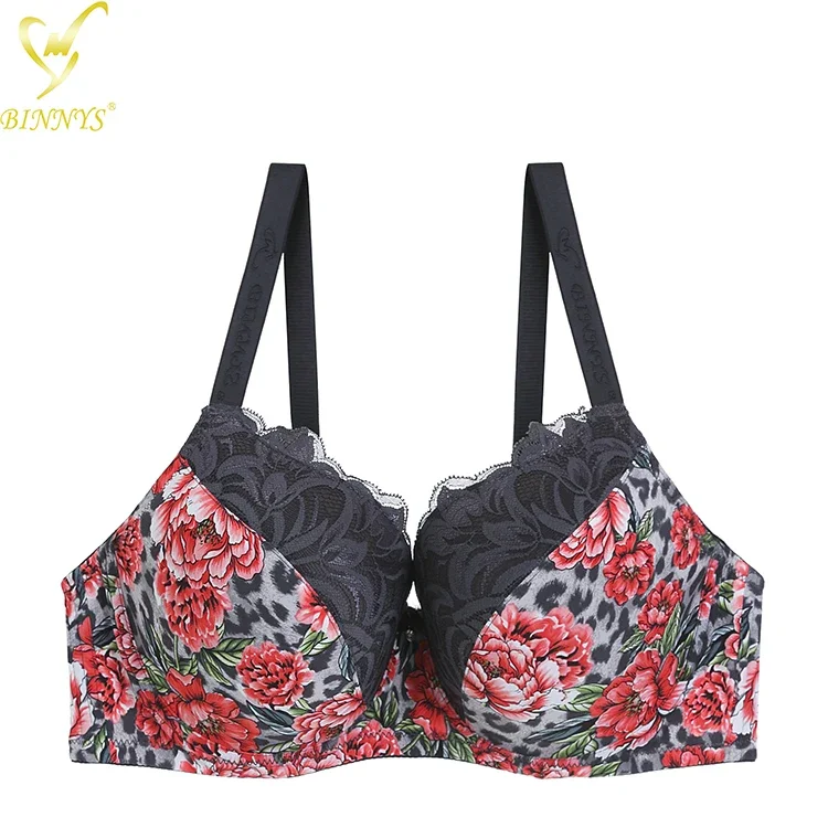 BINNYS E Cup Breathable 46E Thin Cup Soutien Gorge Grandes Bonnets Sexy Lace Plus Size Push Up Balcony Big Bra for Women