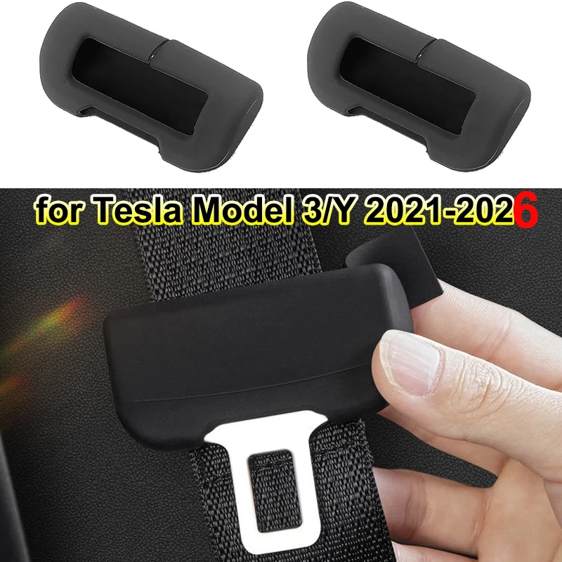 Car Seat Belt Anti Scratch Protector Case for Tesla Model 3 Y 2024 2025 Seatbelt Buckle Cover Soft Silicone Interior Accessories