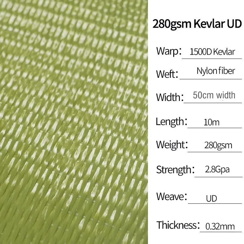 Kevlar Aramid Fabric Bullet-proof cloth Plain UD Weave Unidirectional Weave 0.5m/1mx10m 50g/200D 135g 200g/1100D 280g/1500D