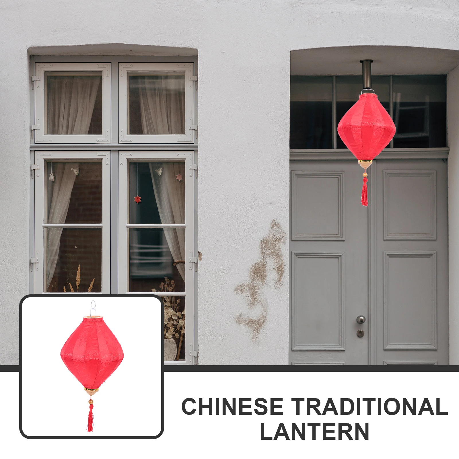 

Waterproof Vintage Chinese Festival Hanging Red Decorative Light Outdoor Solar Lamp Creative Cloth Lantern Home Party Decoration