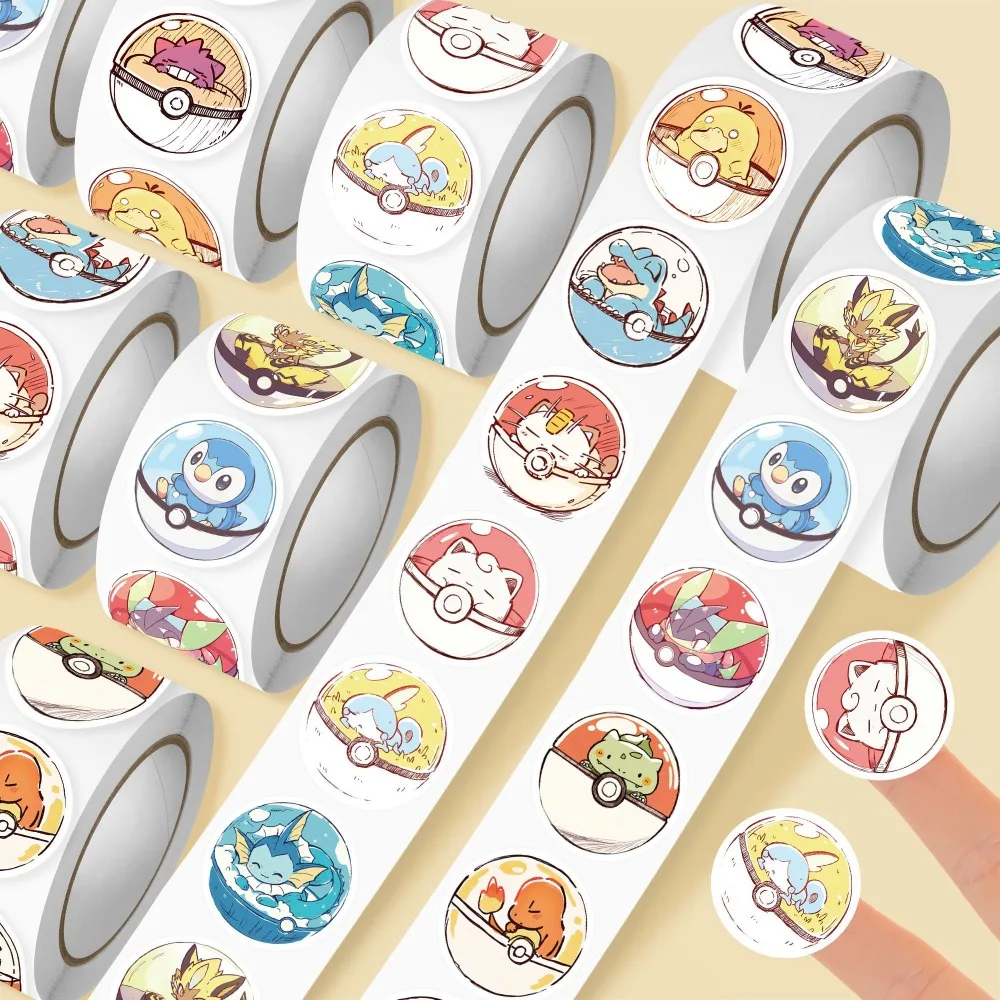 500 Stück/Rolle Niedliche Pokemon Pikachu Cartoon Anime Aufkleber DIY PVC Laptop-Sticker Dekoration Belohnungsgeschenk Spielzeug
