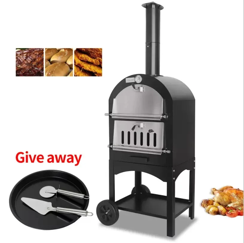 Parrilla de barbacoa para el hogar, cocina, patio trasero, actividades modernas de 16 pulgadas, horno portátil para Pizza al aire libre con fuego de madera y carbón