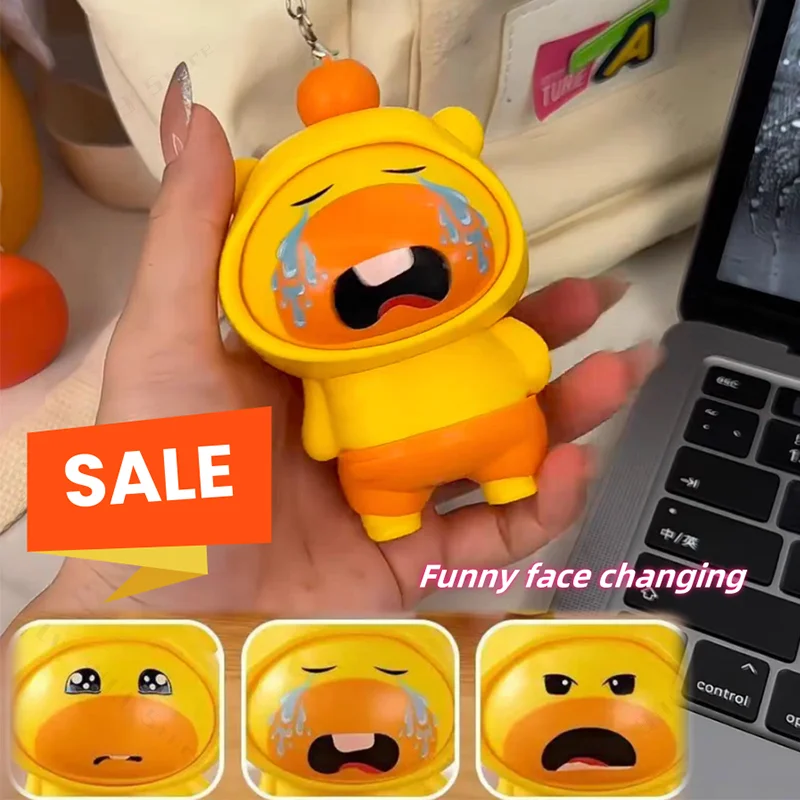 

Mini Cartoon Capybara Face Changing Doll Funny Keyring Keychain Ornament Creative Diy Crafts Desktop Decorations