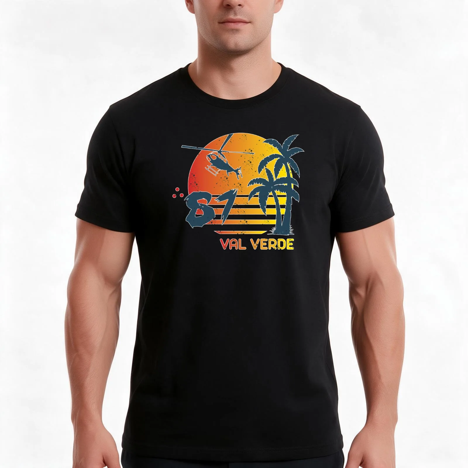 Val Verde Predator Jungle '87 Postcard T-Shirt, Summer Casual Cotton Tee, Oversized Streetwear Tops, Vintage Graphic Print