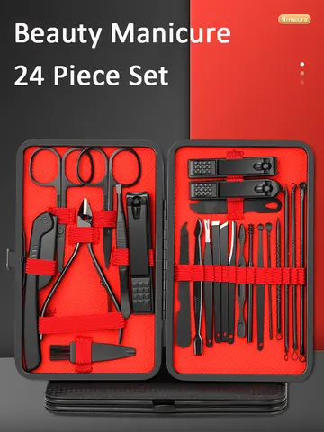 7/10/12/18/20/24PCS Set Professional Manicure Set Kits Stainless Steel Fingernail Toenail Clippers Set with Leather Portable