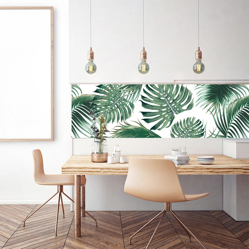 Modern 3D Green Tropical Leaf Wallpaper Living Room Bedroom Bathroom Self-Adhesive Waterproof Wall Paper For Wall 3 D Home Decor