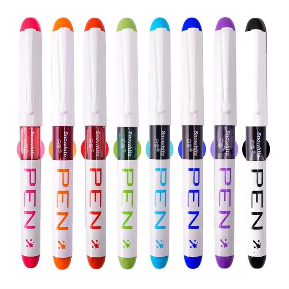 

Large Capacity Fountain Pen Quick-Drying Multi-Color Writing Ink Pens 0.38mm 8 Colors Straight Liquid Pen Office Accessories