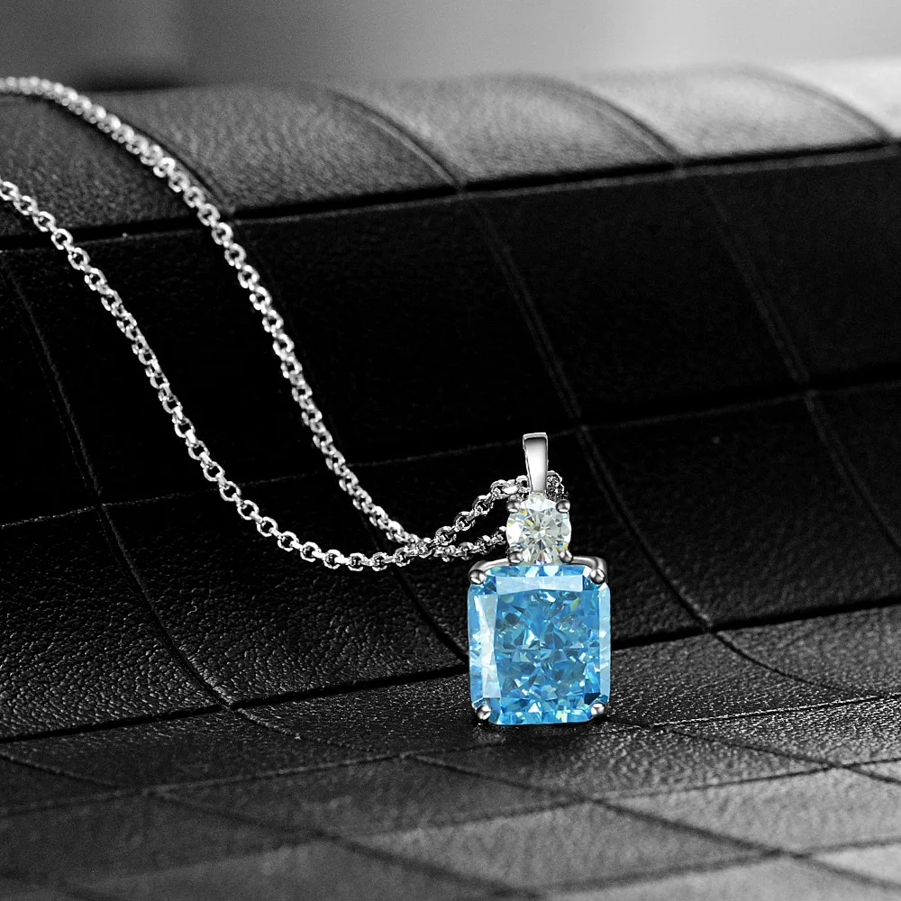 

New 925 Silver 8.5ct High Carbon Diamond Pendant 9 * 10 Ice Flower Cutting Women's Versatile Necklace 40+5 Wedding Jewelry