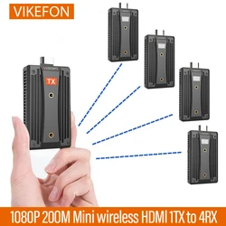 1080P 50M Mini HDMI Wireless Receiver Transmitter Extender Audio Video 1 TX to 4 Splitter For Camera Laptop PC to TV Monitor