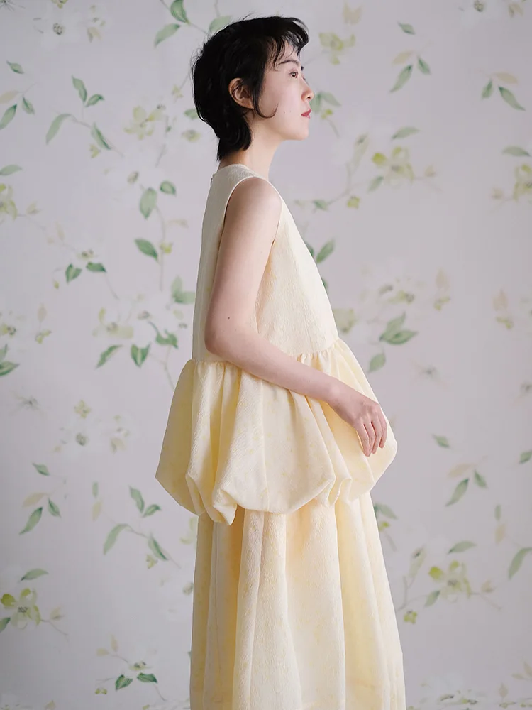 

WASSAW Геометрический узор с 3D-рельефом в виде цветочных бутонов, желтый, в горошек, с круглым вырезом, повседневный, удобный, из смесового полиэстера...