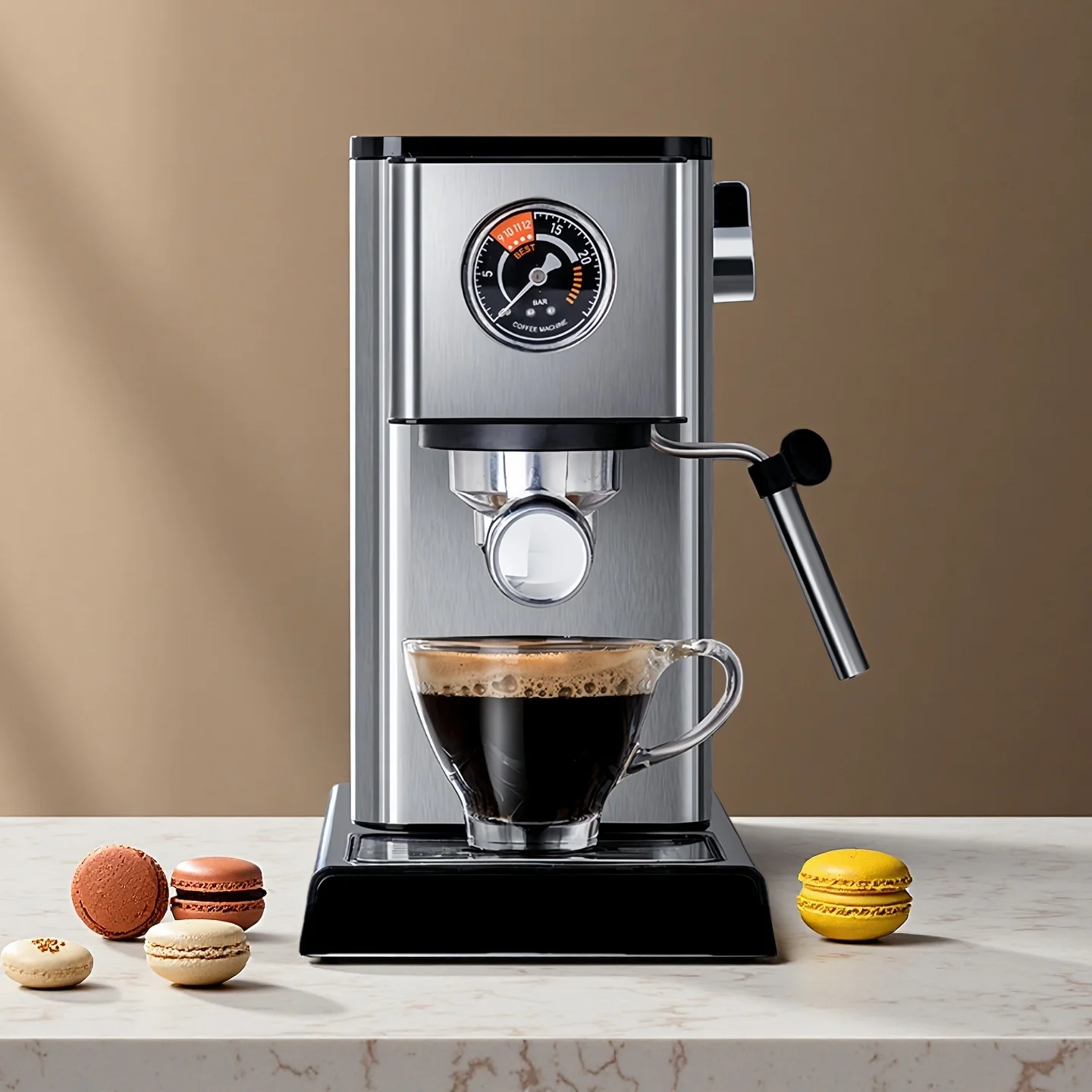 

Beeman Stainless Steel Semi-Automatic Espresso Coffee Machine 15Bar High Pressure Temperature Control Eco-Friendly Design for