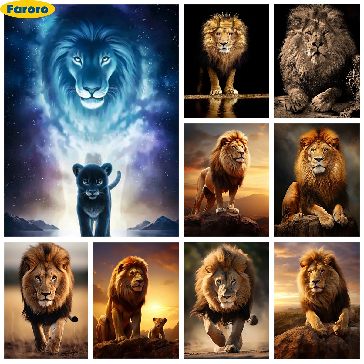 

Lion 5D Diamond Painting Lion Portrait Diy Diamond Embroidery Cross Stitch Creativity Hand Gifts Living Room Bedroom Wall Decor