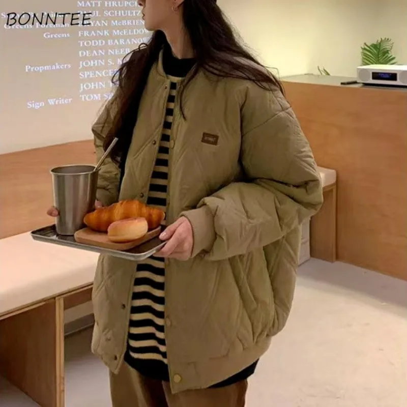 Loose Parkas Women Cool Outwear Streetwear Fashion Couples All-match Pockets Button-up Thicker Winter Coldproof Slouchy Design