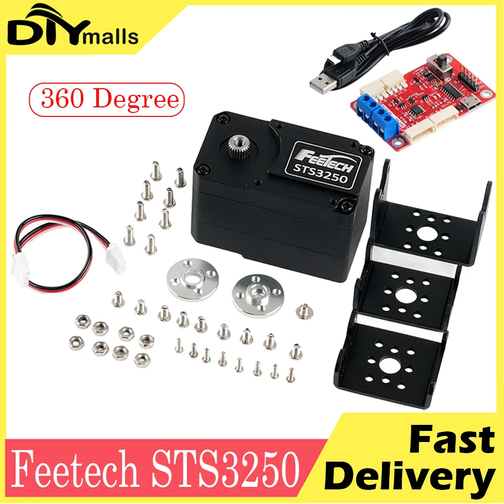 Feetech STS3250 50KG Servo Encoder Magnetico Doppio Albero da 360 Gradi Protocollo TTL Servo 12V Feedback Full Metal per Braccio Robotico