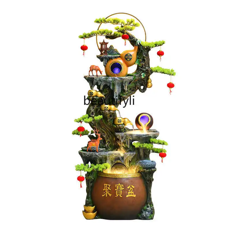 Cornucopia alpine flowing water ornament living room Shengcai rockery fountain feng shui wheel company