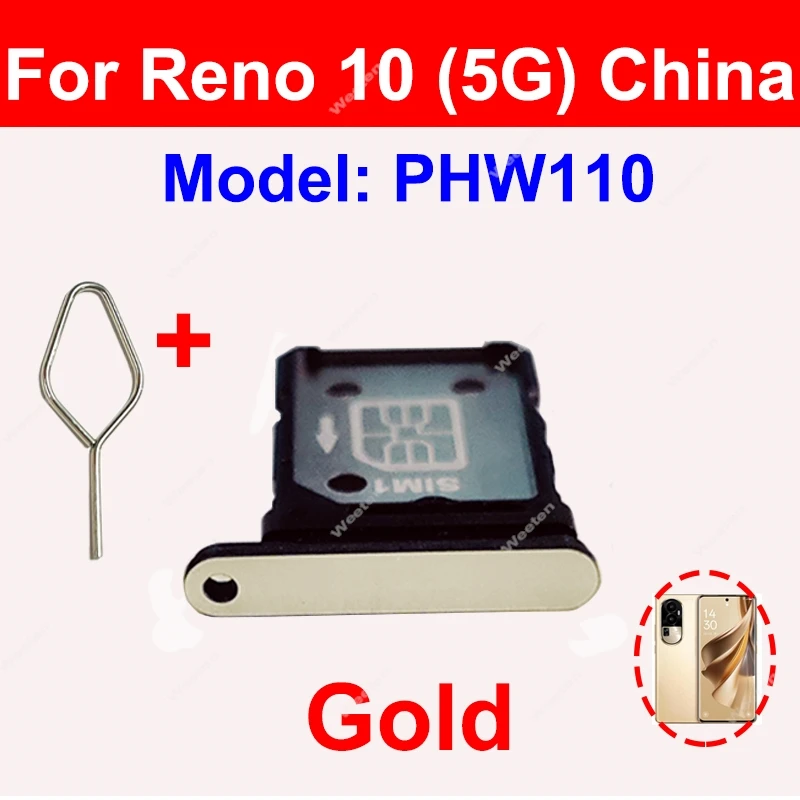 SIM Card Tray For OPPO Reno 10 10 Pro Plus 5G SIM Card Tray Slot Card Reader Holder Socket Parts