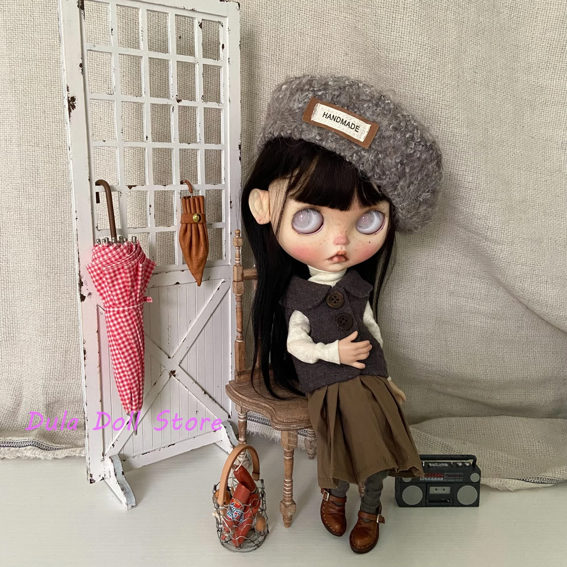 듀라 인형 옷 멜라드 소녀 조끼, 플리츠 스커트, 모자 세트 블라이스 란도우드 란다즈 ob24 ob22 아존 리카 ICY 인형용