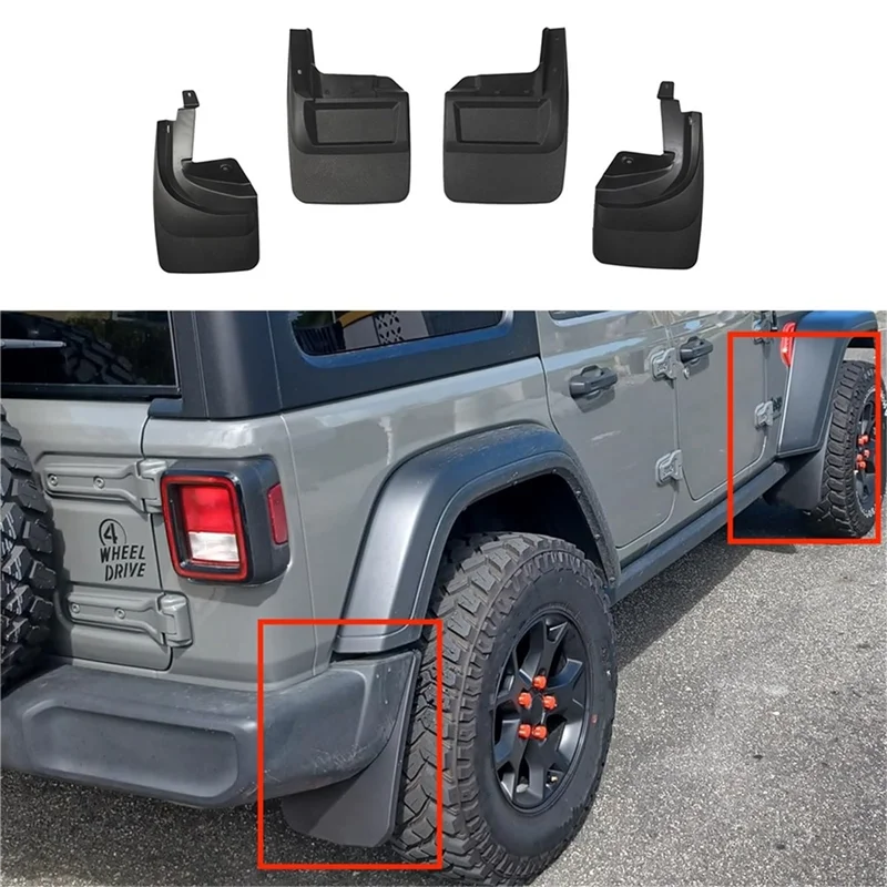 

A040-Car Wheel Mudflaps Front Rear Wheel Protector Mudguards Splash Guards For Jeep Wrangler JL 2018-2024 Accessories