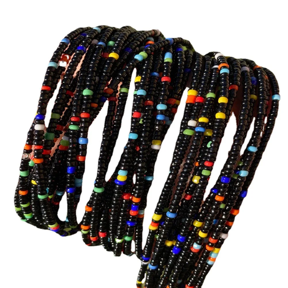 Colorful Elastic Waist Belly Chain African Belly Chain Waist Beads Body Chain Women Girls Body Summer Boho Jewelry Accessories