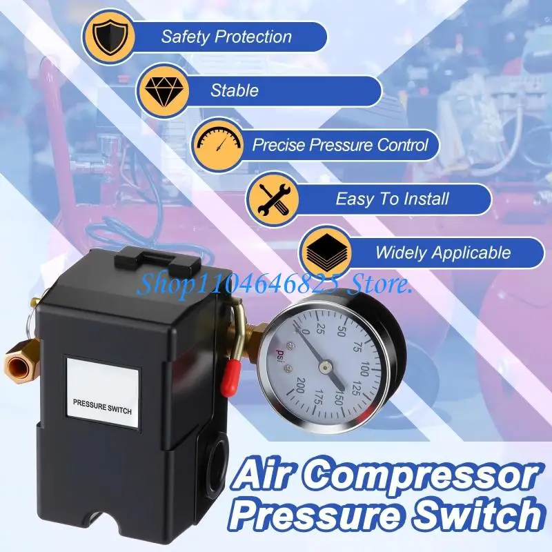 

Air Compressor Pressures Switches with Gauges Safety Relief Valves Replacement