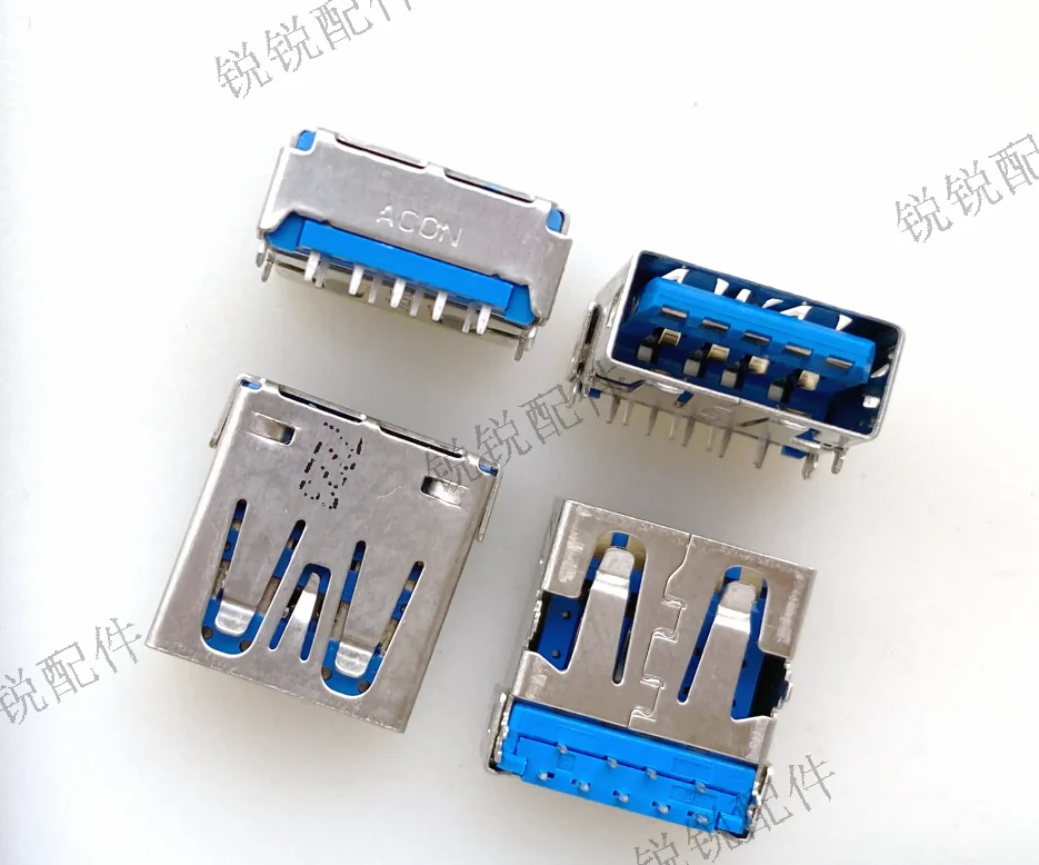 For  ACON USB 3.0A female 90 degree straight edge blue glue female laptop USB socket 9P charging port