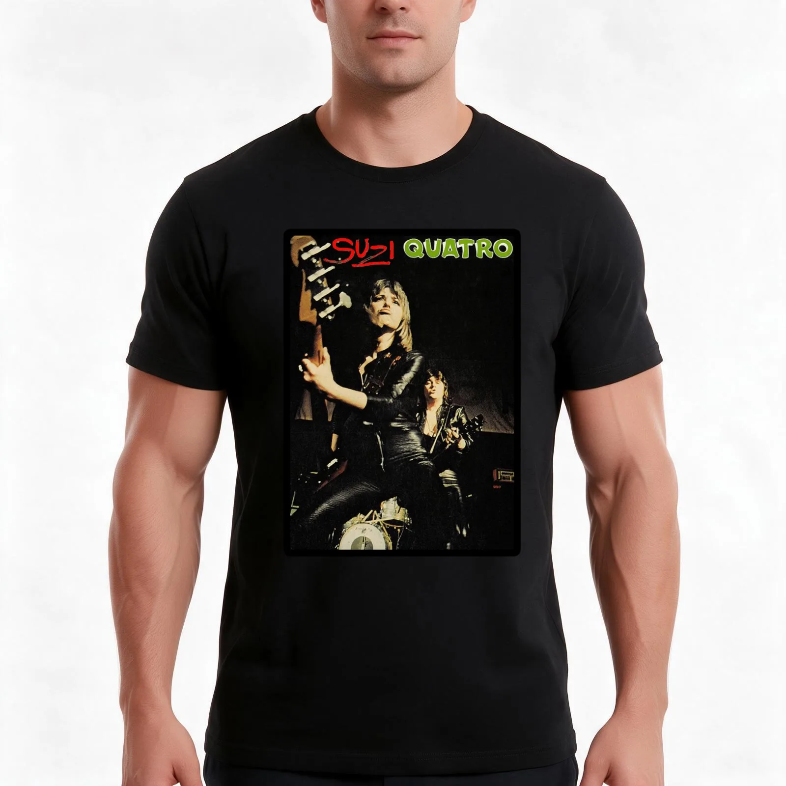 SUZI QUATRO T-Shirt, Summer Casual Cotton Tee, Oversized Streetwear Tops, Vintage Graphic Print, Loose Fit Short Sleeve