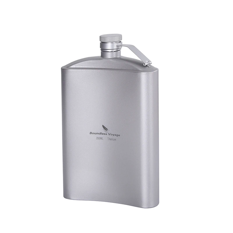 250ml Camping Tableware Titanium Hip Flask with Funnel Outdoor Picnic Sport Pocket Water Bottle Whiskey Flagon Wine Bottle