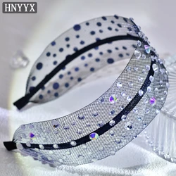 HNYYX Rhinestone Headband Wide Brim Baroque Hair Hoop Vintage Hair Accessories for Women Festival Headwear Party Head Piece A66