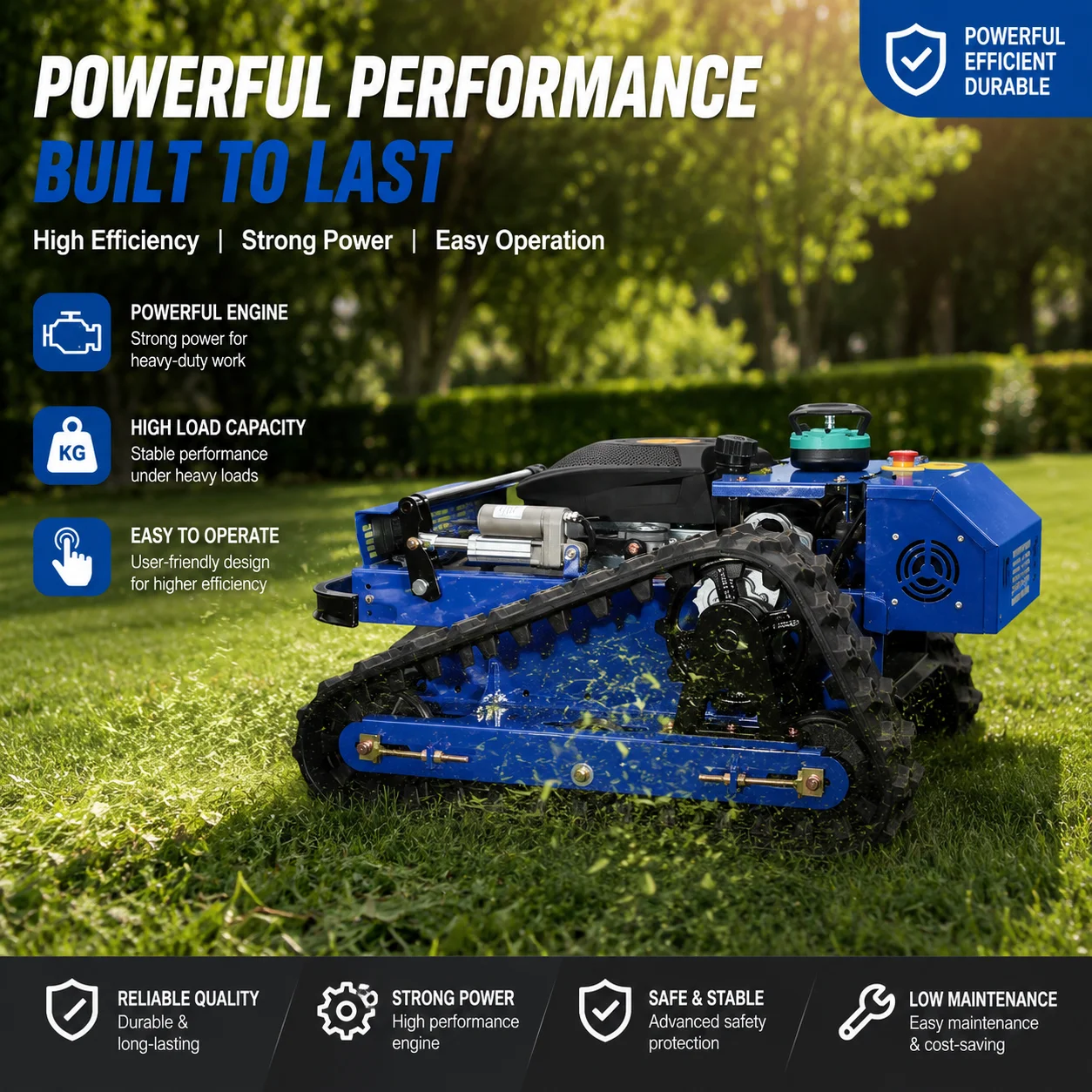 Remote Controlled Crawler Brush Cutter Lawn Mower for Orchard Garden Vineyard Maintenance