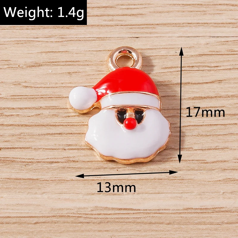 10 Stück gemischte niedliche Emaille-Weihnachtsanhänger mit Motiven von Weihnachtsbäumen, Rentieren und Weihnachtsmann für die Schmuckherstellung, Ohrringe, Halsketten, DIY-Bastelbedarf – Detail 23