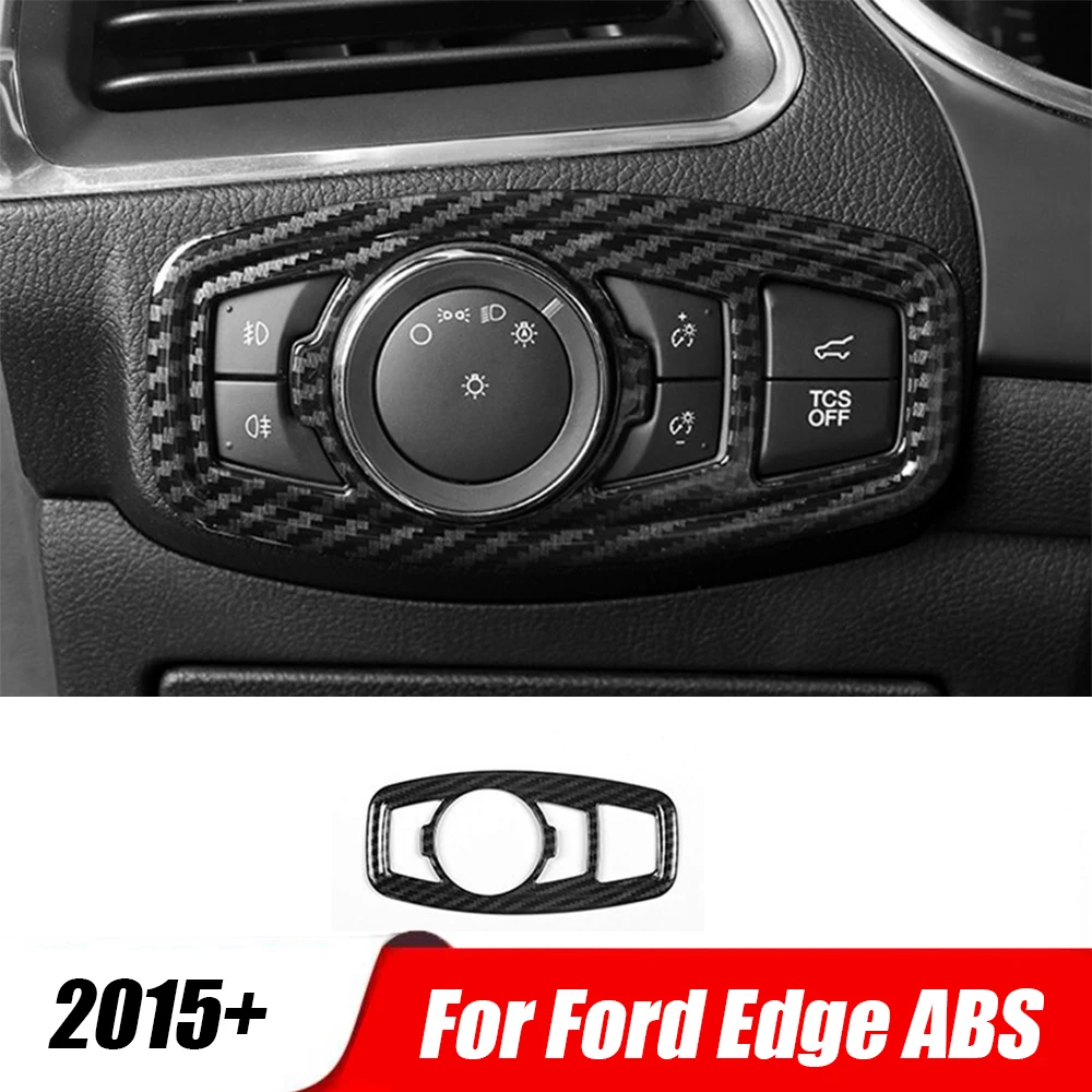 

For Ford Edge ABS Carbon Car Headlamps Adjustment Switch frame Cover Trim Sticker Car styling 2015 2016 2017 2018 Accessories